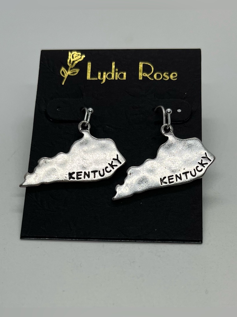 Silver Kentucky State Dangle Earrings
